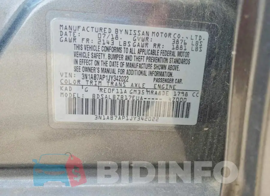 3N1AB7AP1JY342022 Photo# 12