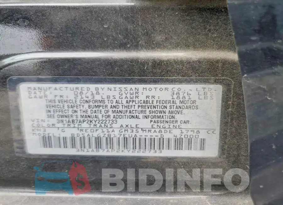 3N1AB7AP2KY222733 Photo# 13