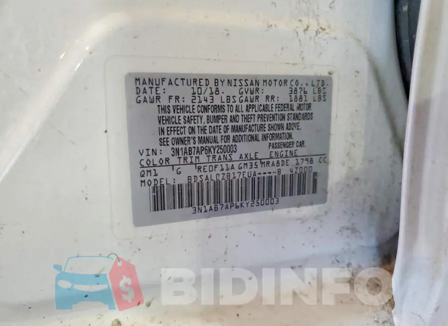 3N1AB7AP6KY250003 Photo# 12