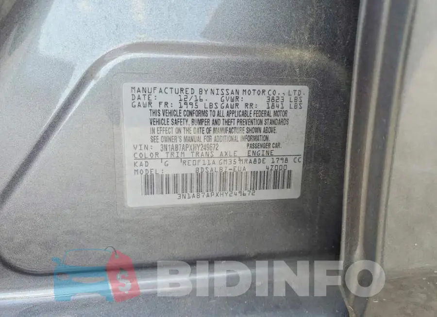 3N1AB7APXHY249672 Photo# 12