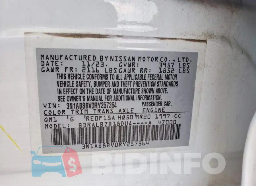 3N1AB8BV0RY257364 Photo# 12
