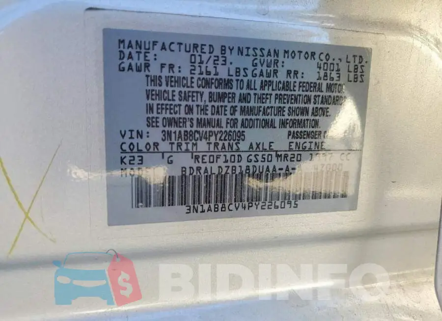 3N1AB8CV4PY226095 Photo# 13
