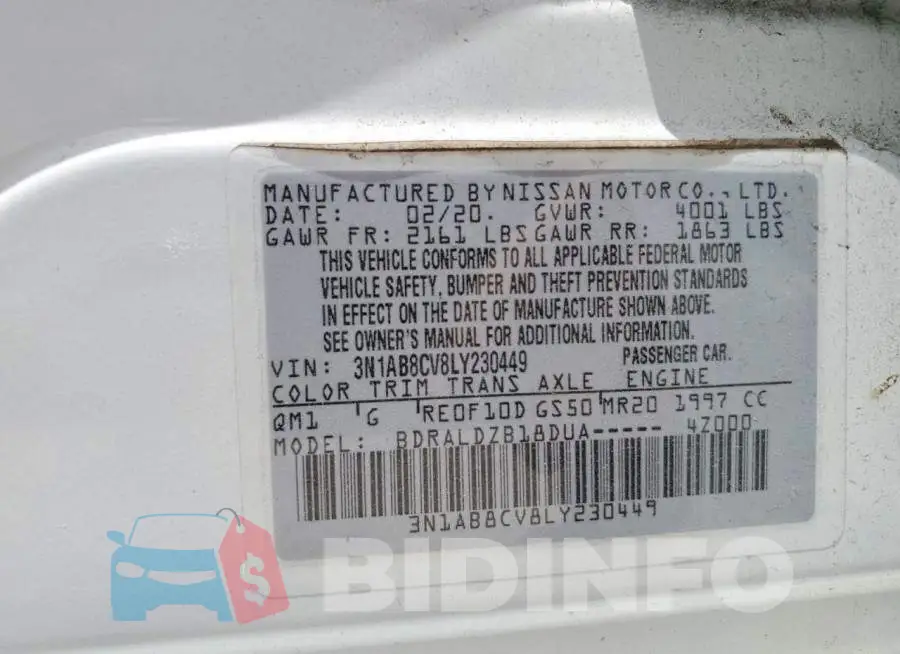 3N1AB8CV8LY230449 Photo# 13