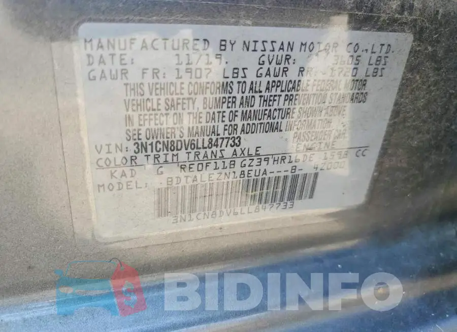 3N1CN8DV6LL847733 Photo# 12