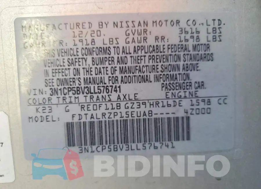 3N1CP5BV3LL576741 Photo# 13