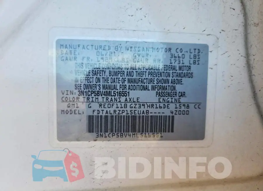 3N1CP5BV4ML516551 Photo# 14