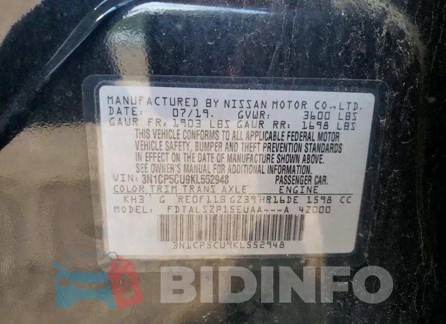 3N1CP5CU9KL552948 Photo# 13
