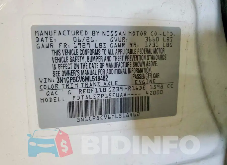 3N1CP5CV6ML518462 Photo# 13
