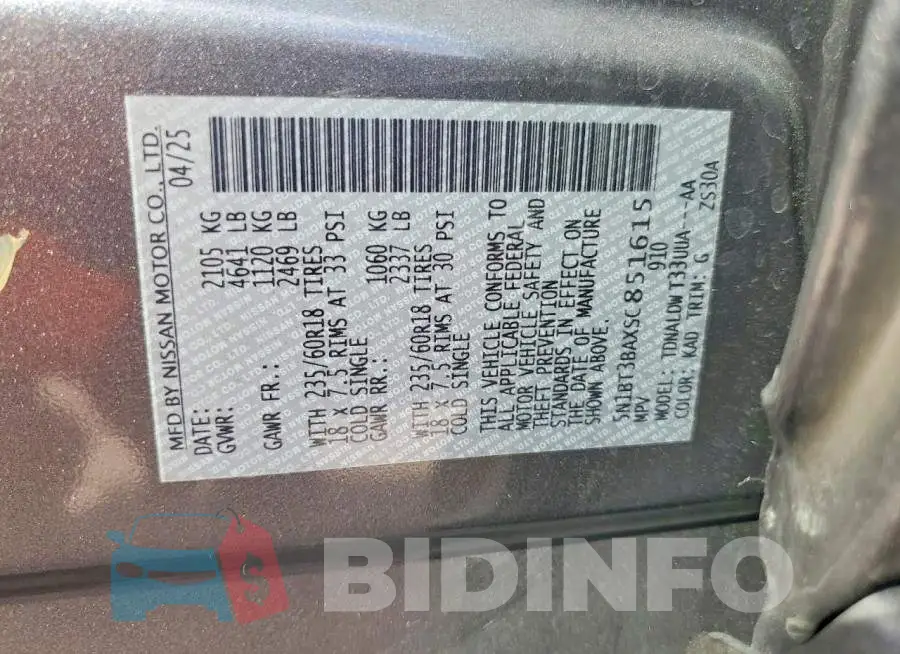5N1BT3BAXSC851615 Photo# 13