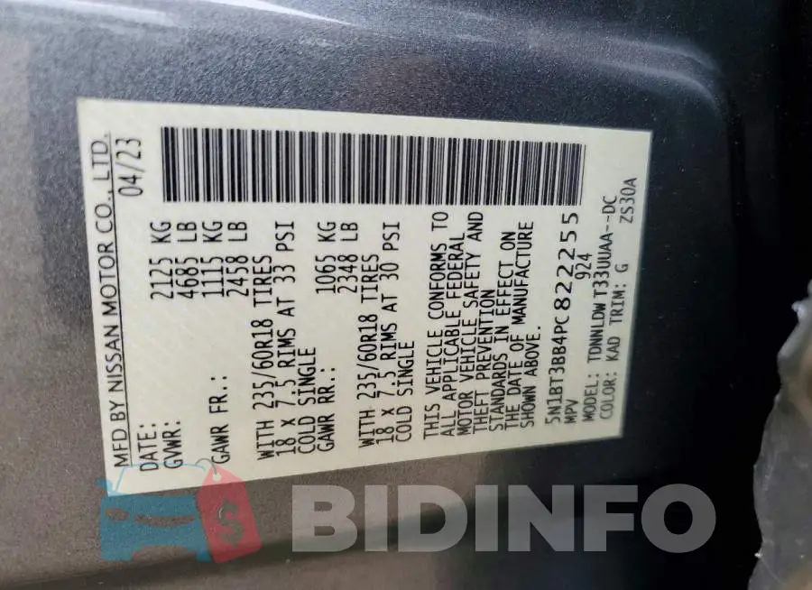 5N1BT3BB4PC822255 Photo# 14