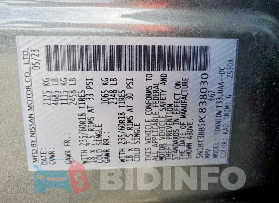5N1BT3BB5PC838030 Photo# 13