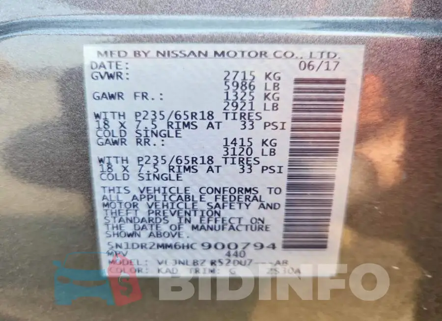 5N1DR2MM6HC900794 Photo# 13