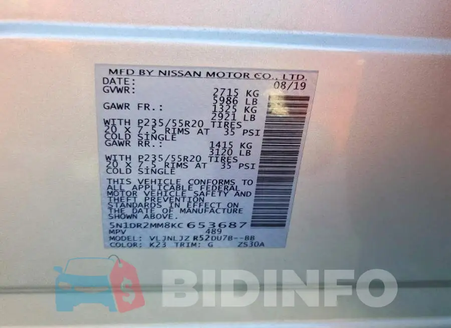 5N1DR2MM8KC653687 Photo# 13