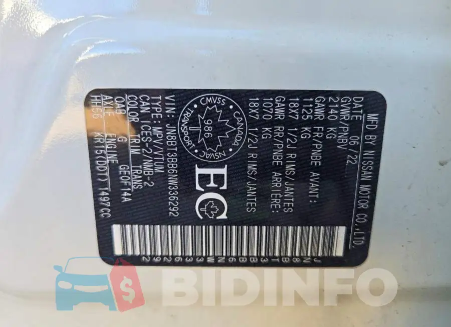 JN8BT3BB6NW336292 Photo# 12