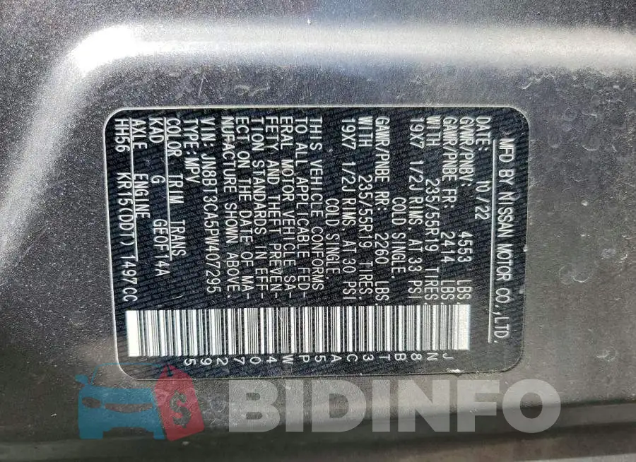 JN8BT3CA5PW407295 Photo# 13
