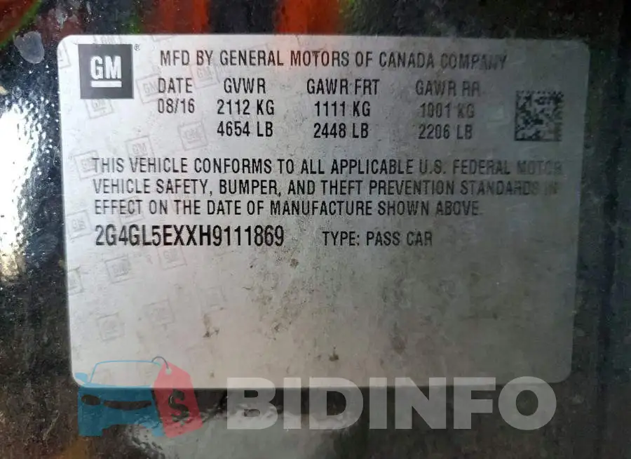 2G4GL5EXXH9111869 Photo# 12