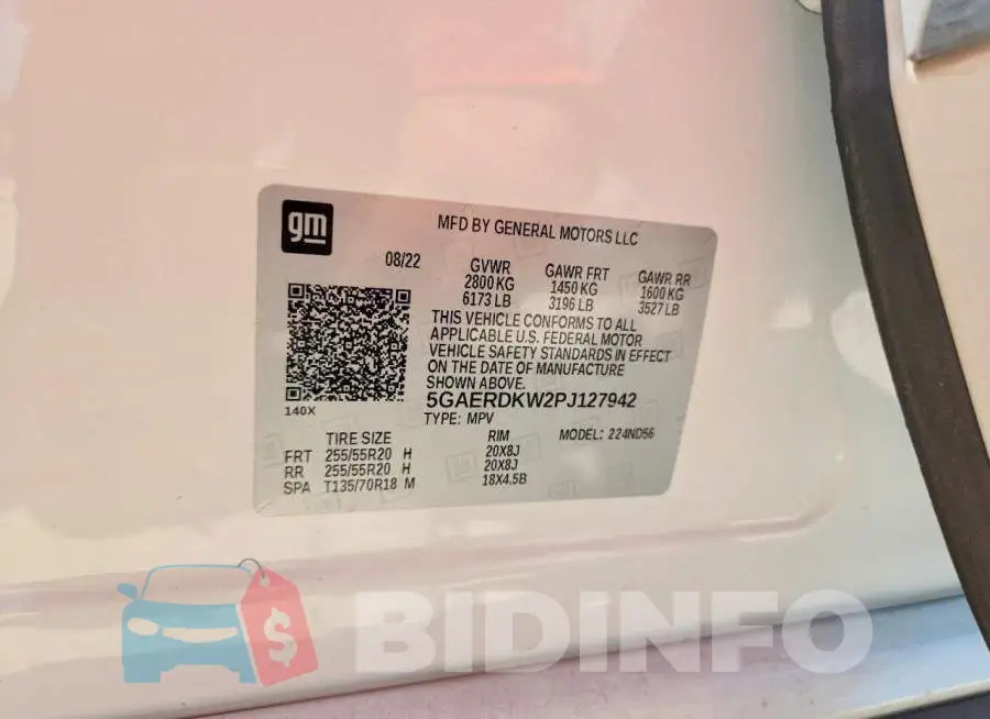 5GAERDKW2PJ127942 Photo# 13