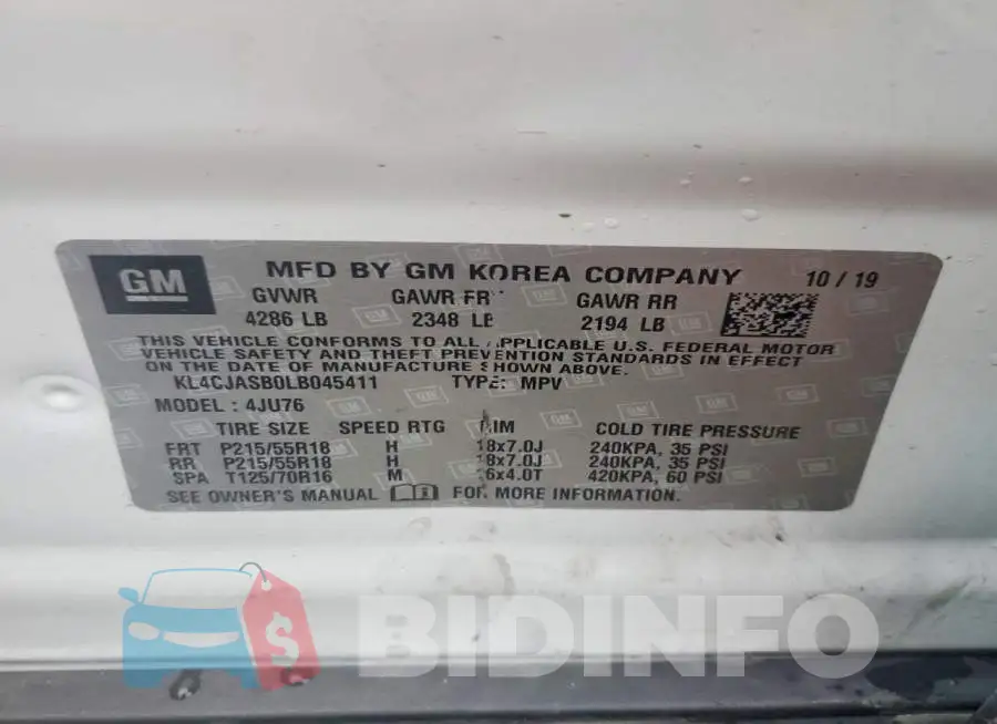 KL4CJASB0LB045411 Photo# 13