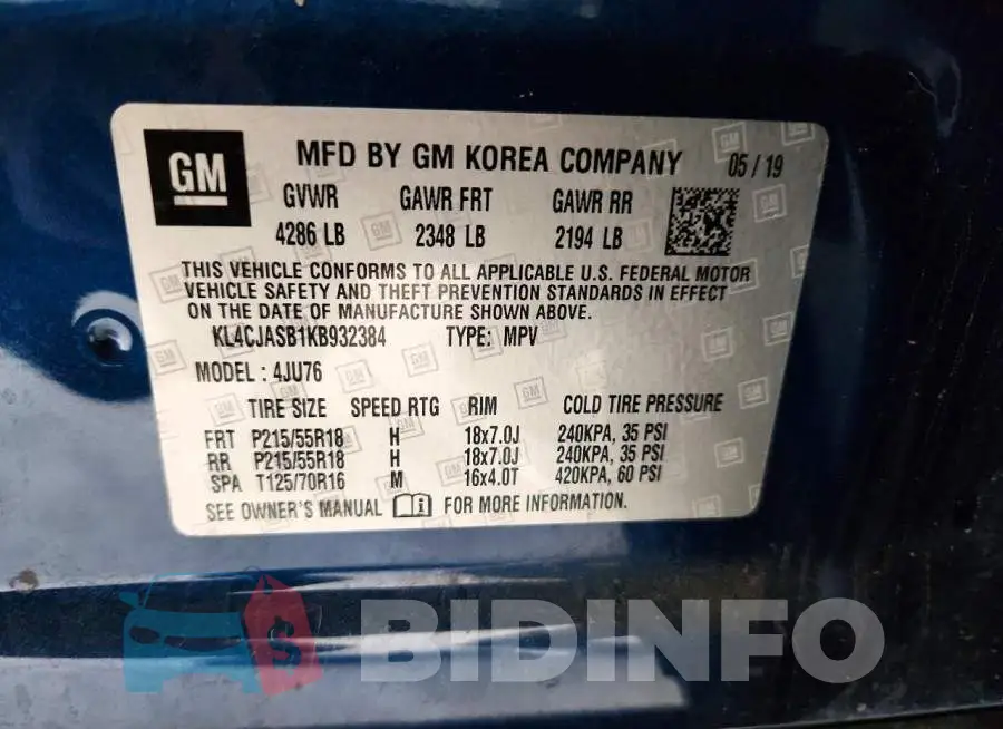 KL4CJASB1KB932384 Photo# 13