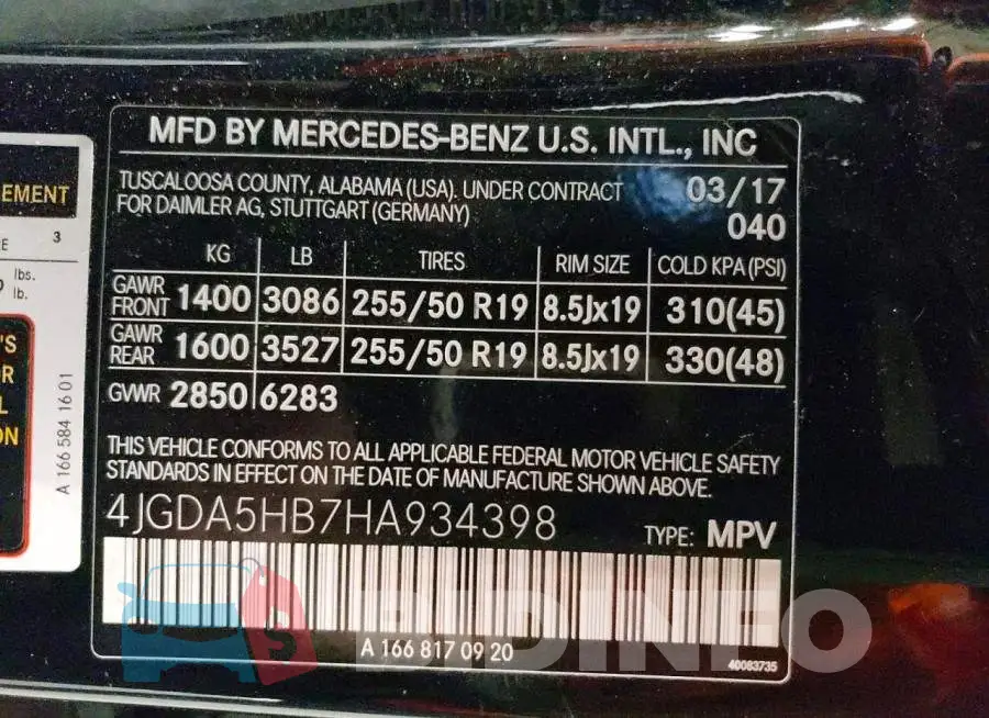 4JGDA5HB7HA934398 Photo# 13