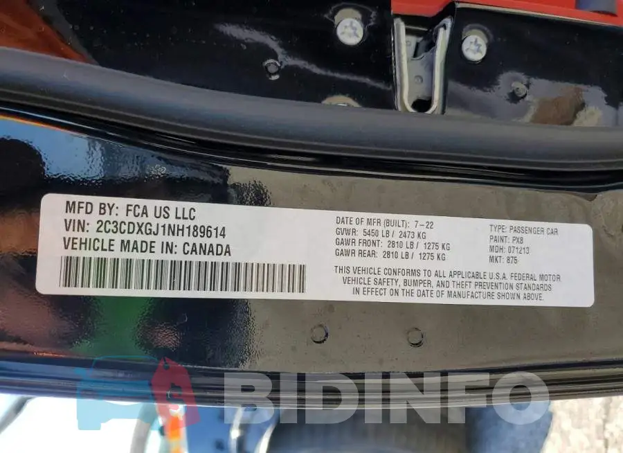 2C3CDXGJ1NH189614 Photo# 12