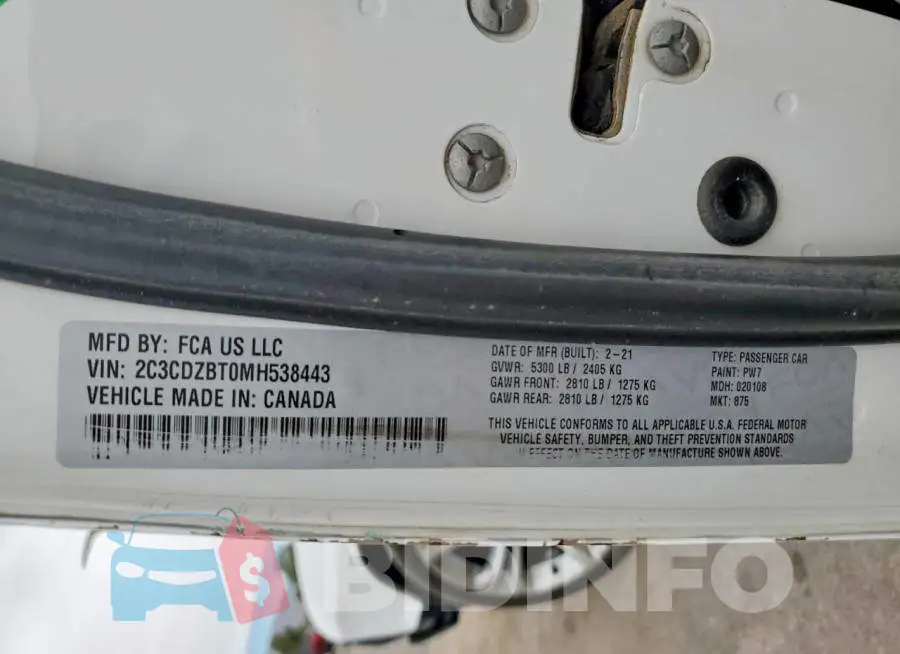 2C3CDZBT0MH538443 Photo# 12