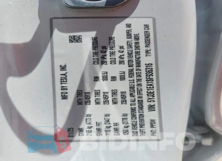 5YJ3E1EA1SF936316 Photo# 12