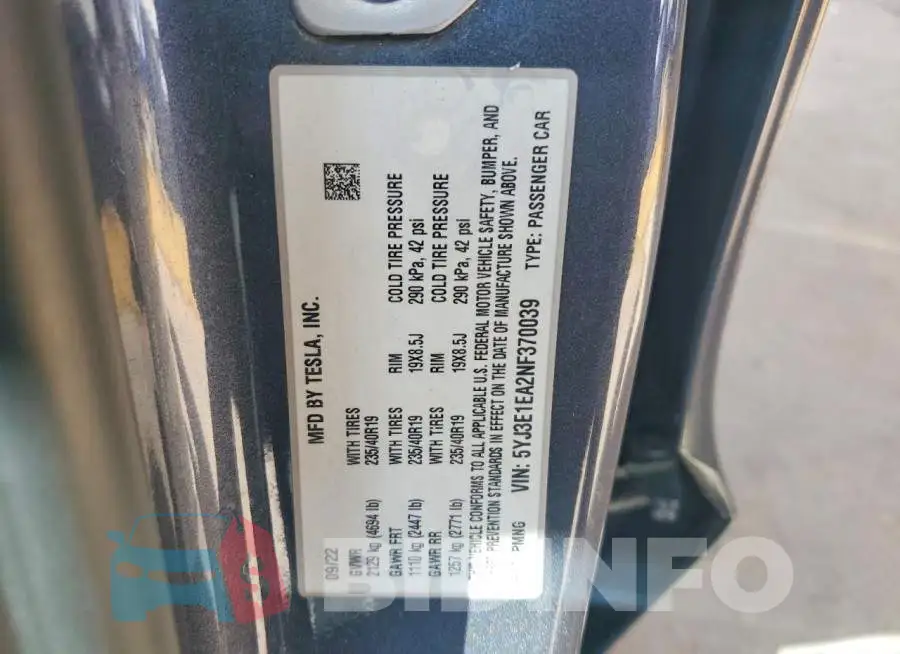 5YJ3E1EA2NF370039 Photo# 12