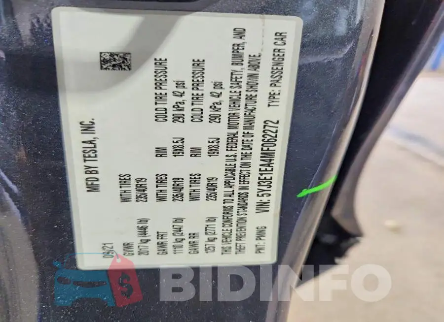 5YJ3E1EA4MF062272 Photo# 12