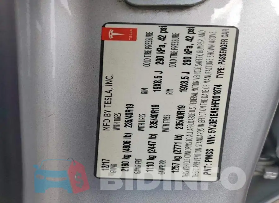 5YJ3E1EA5HF001874 Photo# 12