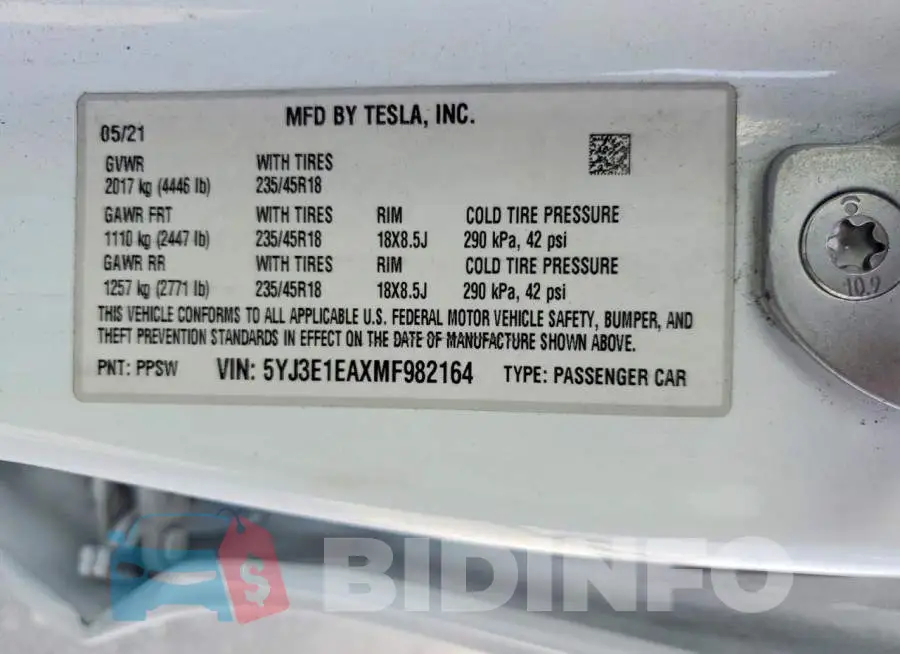 5YJ3E1EAXMF982164 Photo# 12