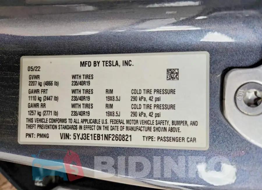 5YJ3E1EB1NF260821 Photo# 13