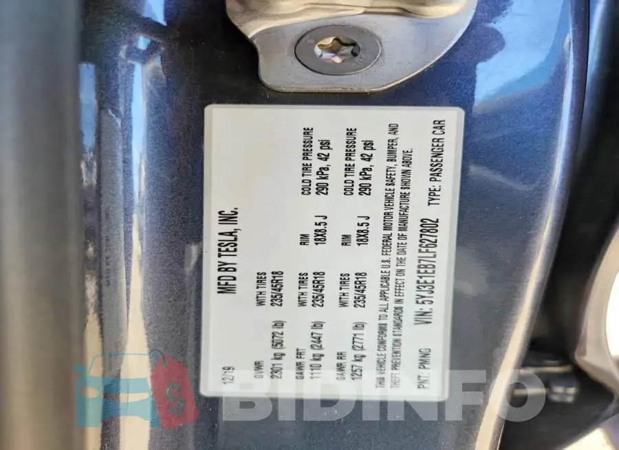 5YJ3E1EB7LF627802 Photo# 12