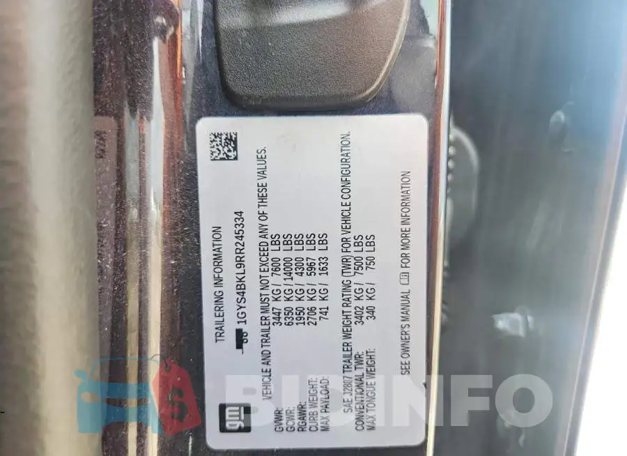 1GYS4BKL9RR245334 Photo# 12
