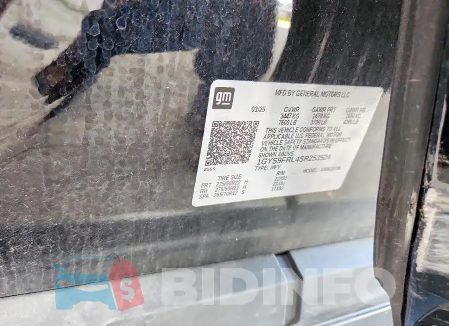 1GYS9FRL4SR253524 Photo# 12