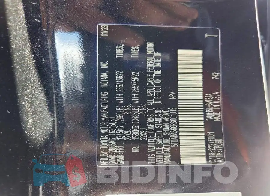 5TDABAB66RS001315 Photo# 13
