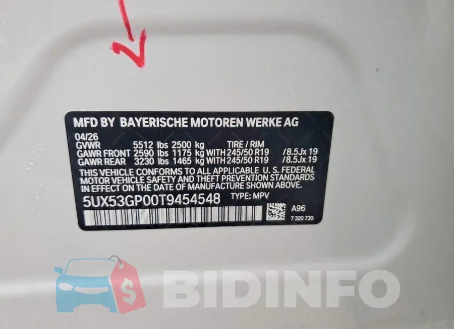 5UX53GP00T9454548 Photo# 14