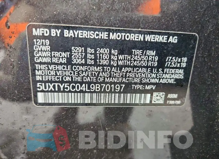 5UXTY5C04L9B70197 Photo# 13