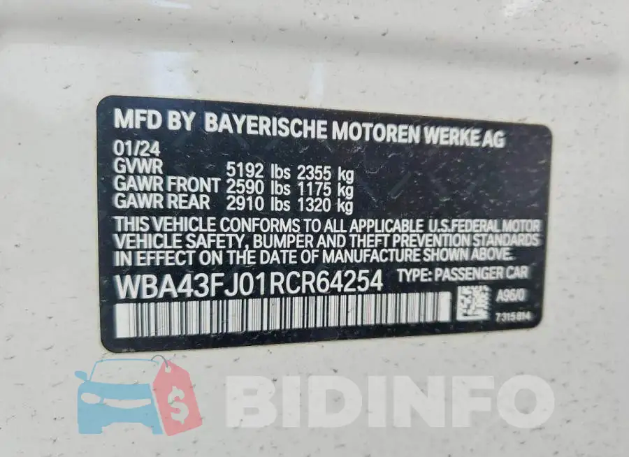 WBA43FJ01RCR64254 Photo# 12