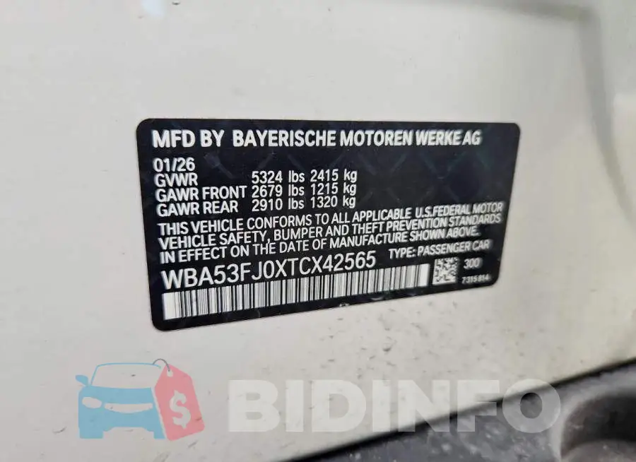 WBA53FJ0XTCX42565 Photo# 12