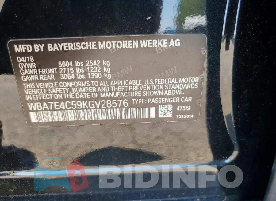 WBA7E4C59KGV28576 Photo# 12