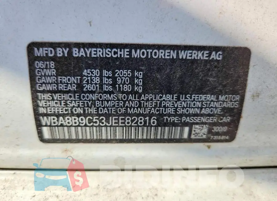 WBA8B9C53JEE82816 Photo# 12