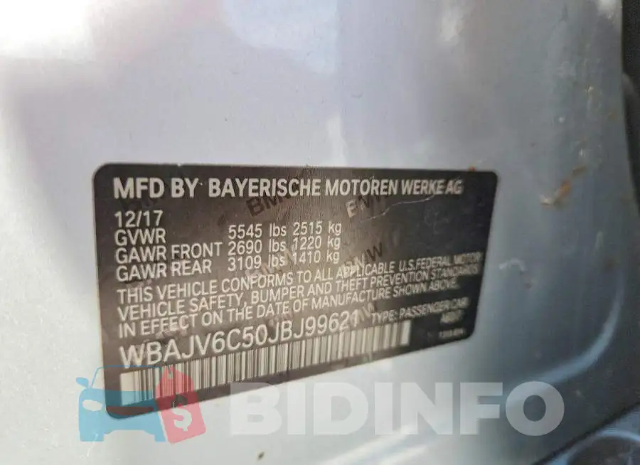 WBAJV6C50JBJ99621 Photo# 12
