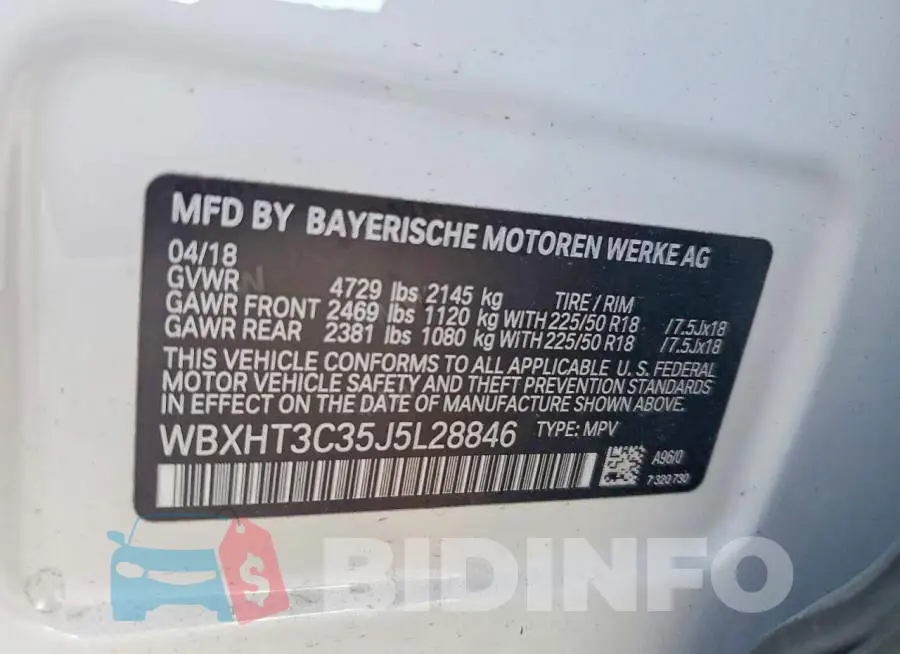 WBXHT3C35J5L28846 Photo# 12