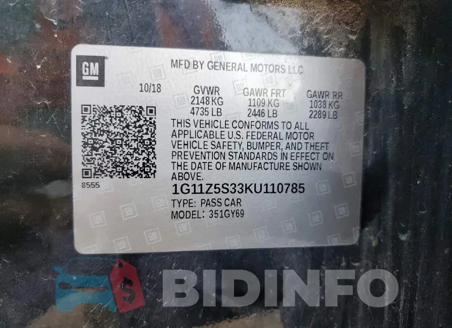 1G11Z5S33KU110785 Photo# 12