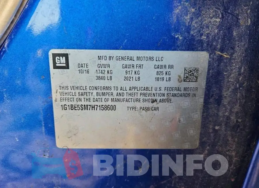 1G1BE5SM7H7158600 Photo# 12
