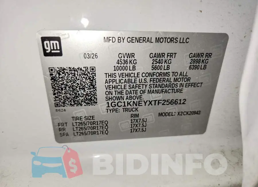 1GC1KNEYXTF256612 Photo# 12