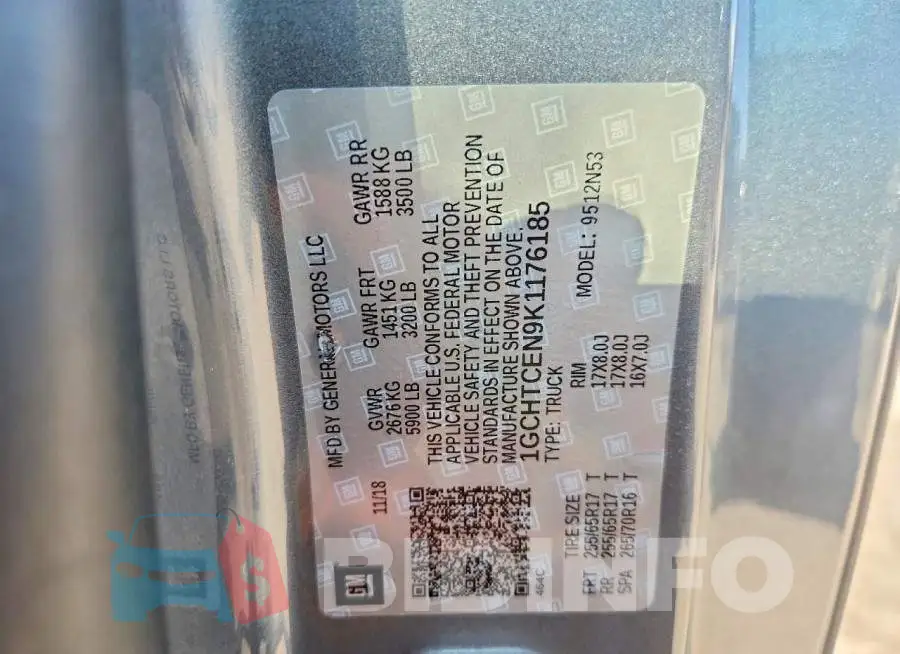 1GCHTCEN9K1176185 Photo# 13