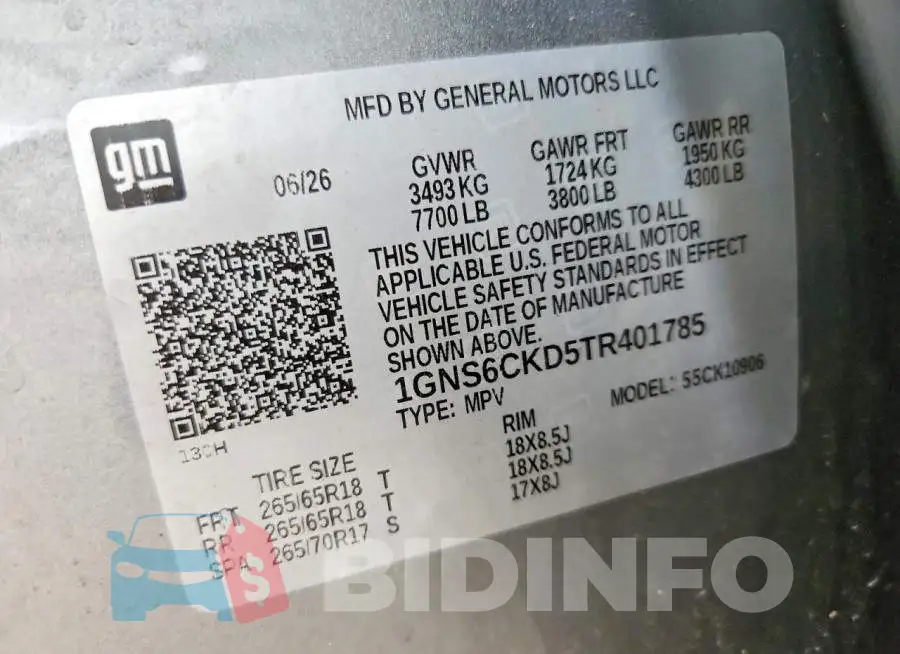 1GNS6CKD5TR401785 Photo# 13