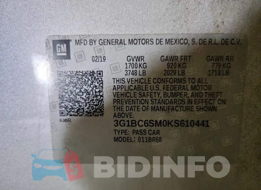 3G1BC6SM0KS610441 Photo# 12